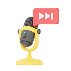 Podcast with Fast Forward Button 3D Podcast Illustration for uiux, web, app, infographic, etc