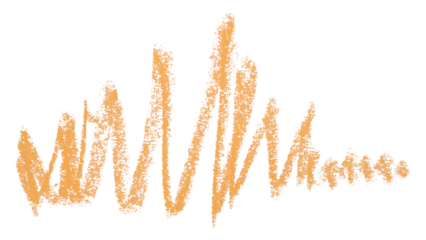 Orange pencil strokes isolated on transparent background