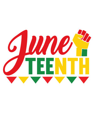 Juneteenth typography design on plain white transparent isolated background for card, shirt, hoodie, sweatshirt, apparel, tag, mug, icon, poster or badge