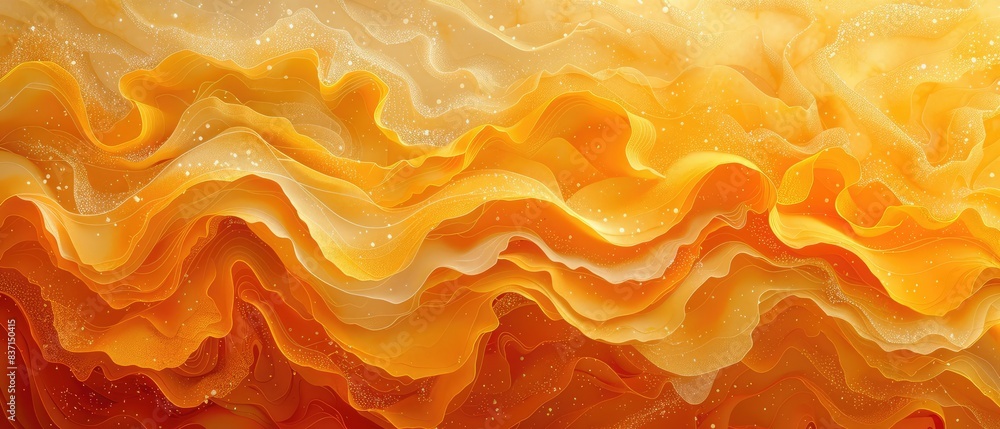 Poster abstract wave pattern in vibrant orange and yellow hues for dynamic background designs and creative 