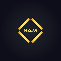 NAM logo. N A M design. White NAM letter. NAM, N A M letter logo design. N A M letter logo design in FIVE, FOUR, THREE, style. letter logo set in one artboard. N A M letter logo vector design.	
