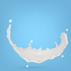 Milk splash isolated on  blue background. Vector illustration