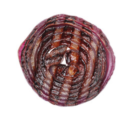Slice of grilled red onion isolated on white