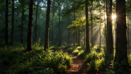 Obraz premium A picture of a forest clearing, dappled in sunlight, where magic feels tangible ai_generated
