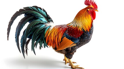 Proudly French - France Flag with Gallic Rooster on White Background