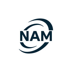 NAM logo. N A M design. White NAM letter. NAM, N A M letter logo design. N A M letter logo design in FIVE, FOUR, THREE, style. letter logo set in one artboard. N A M letter logo vector design.	
