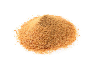 Pile of coconut sugar isolated on white