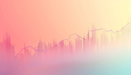 Stock market uptrend line graph on pastel colored background financial chart analysis