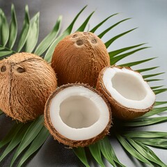coconut on a green background