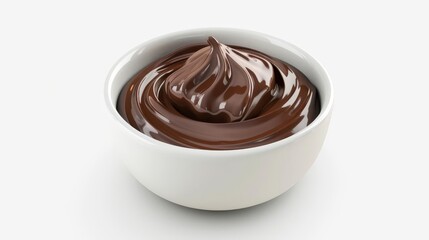 decadent melted chocolate swirls in a white bowl isolated on white background 3d rendering