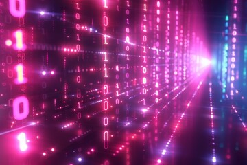 Obraz premium Digital Binary Technology Background created with Generative AI