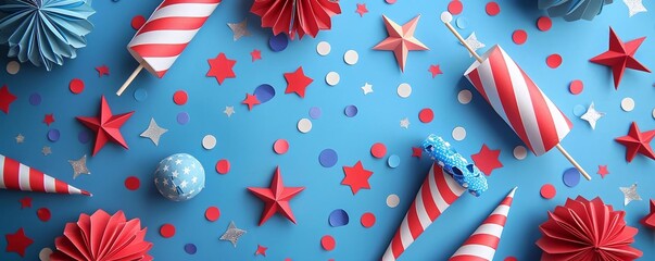 Fototapeta premium A Fourth of July themed craft project, like making paper fireworks or patriotic bracelets