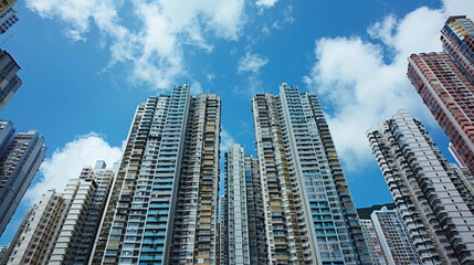 Obraz premium High-rise buildings are common in urban areas.