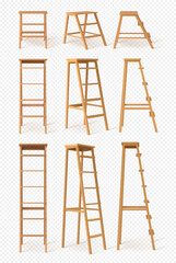 Realistic Detailed 3d Wooden Stairs. Vector illustration