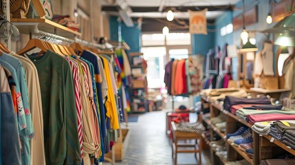 elegant second hand clothing shop interior thrift store blur background 12