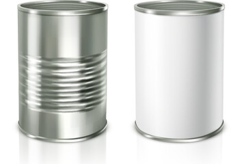 Metallic Tin Cans. Vector illustration