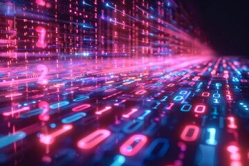 Obraz premium Digital Binary Technology Background created with Generative AI