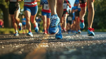 A 5K race with participants wearing patriotic costumes