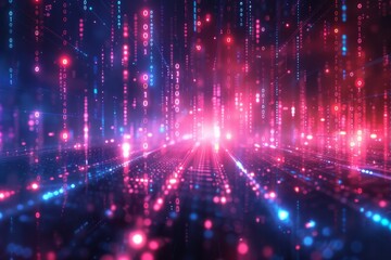 Obraz premium Digital Binary Technology Background created with Generative AI