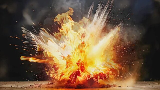 Super Slow Motion Shot of Fire Flame Explosion Towards Camera
