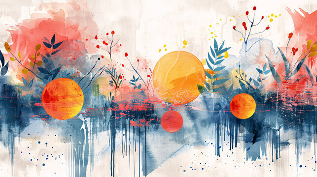 Decorative watercolor spots and freehand drawn lines creating a stylish design asset for a campaign