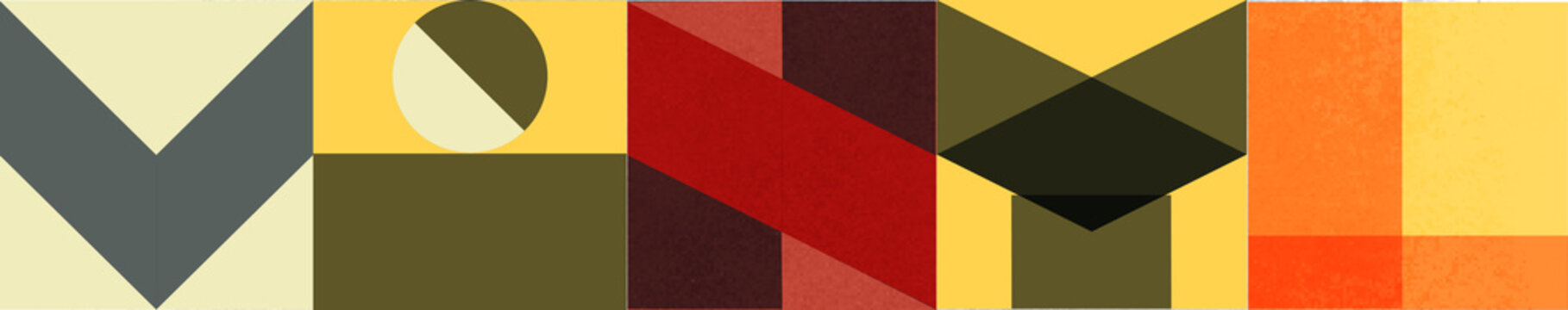 Retro Vinyl Lettering Seamless Pattern with Geometric Shapes