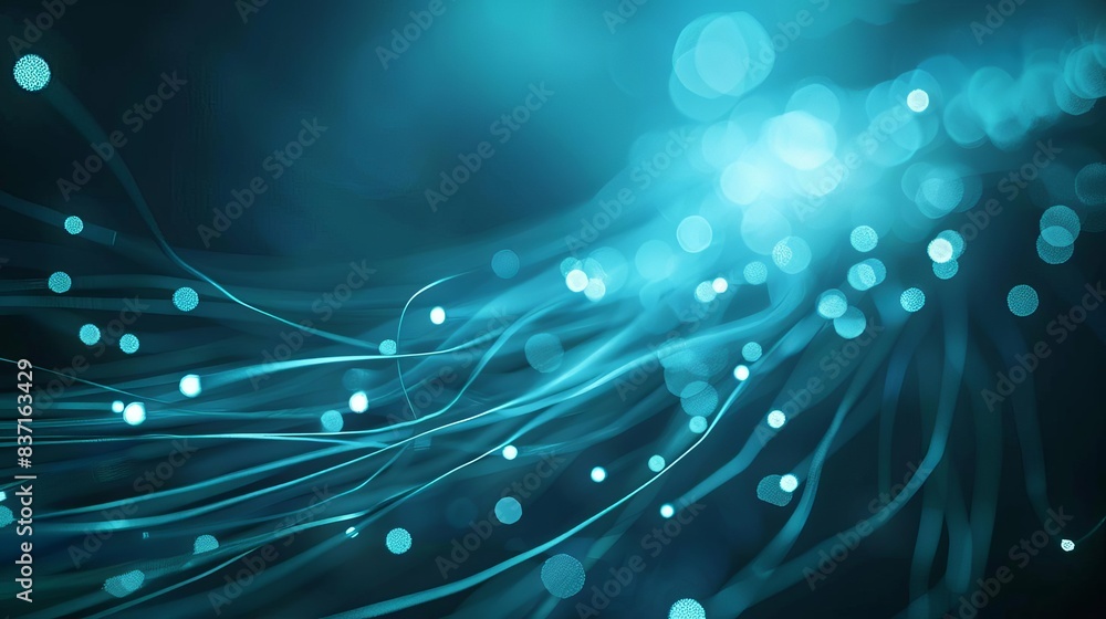 Aufkleber glowing fiber optic connections in abstract tech background futuristic quantum computing network