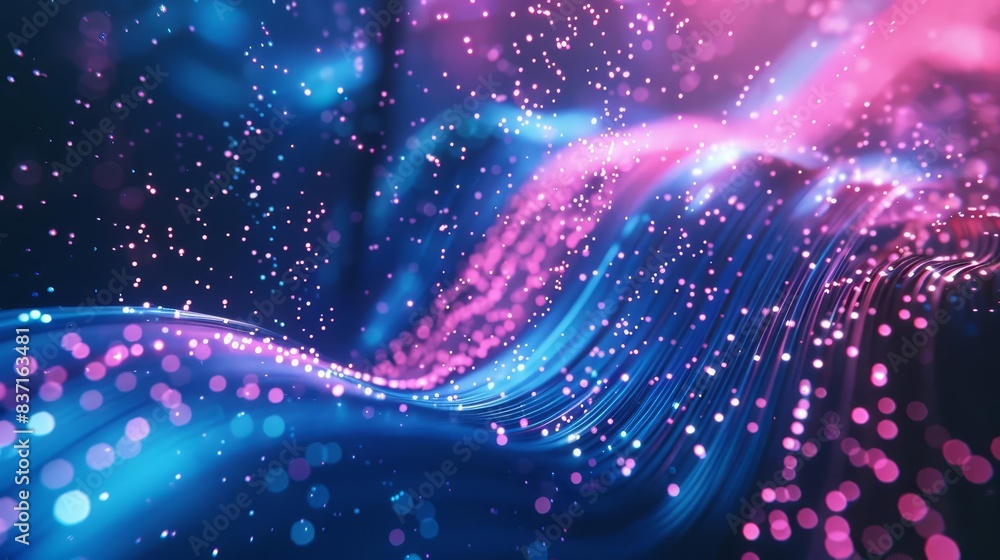 Aufkleber glowing fiber optic connections in abstract tech background futuristic quantum computing network