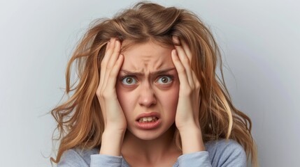 Stressed Young Woman with a Nervous Breakdown Generative AI