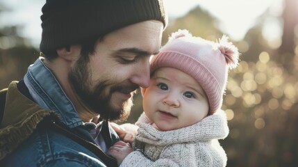 Obraz premium Stylish Fatherhood Moments Generative AI