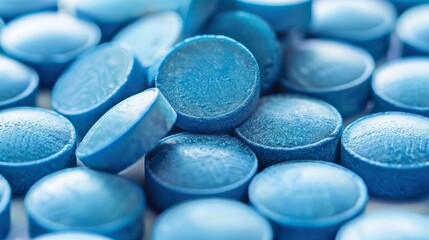 Stylish Blue Pills on a Raw Background for Health and Wellness Concepts Generative AI