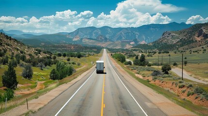 Fototapeta premium majestic long vehicle traversing scenic highway picturesque landscape photography digital photo