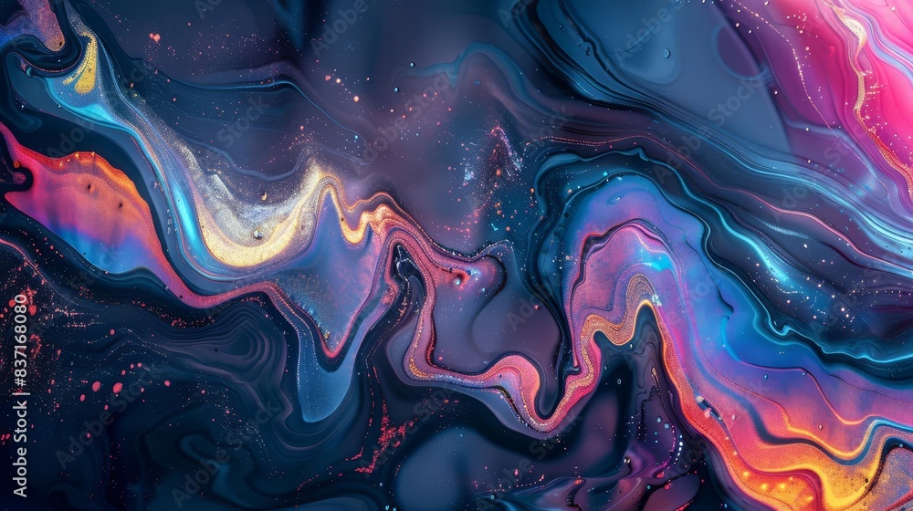 Poster mesmerizing abstract texture with fluid color patterns and shimmering metallic accents digital art g