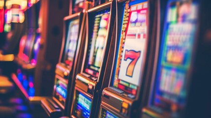 Close up view of slot machine displaying winning combination and payout	