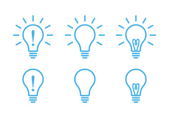 ひらめく電球のアイコンイラスト青2