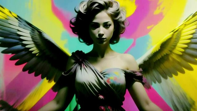 Angel in pop art colorful style