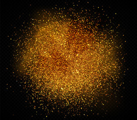 Fototapeta premium Gold dust sequins, cloudy abstract elements on transparent background, gold sequins. Vector illustration.
