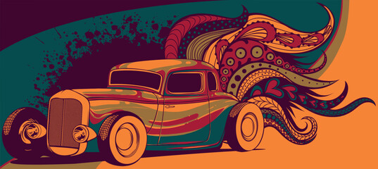 vector illustration of Classic Custom Rod Car