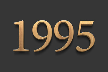 3D wooden logo of number 1995 on dark grey background.