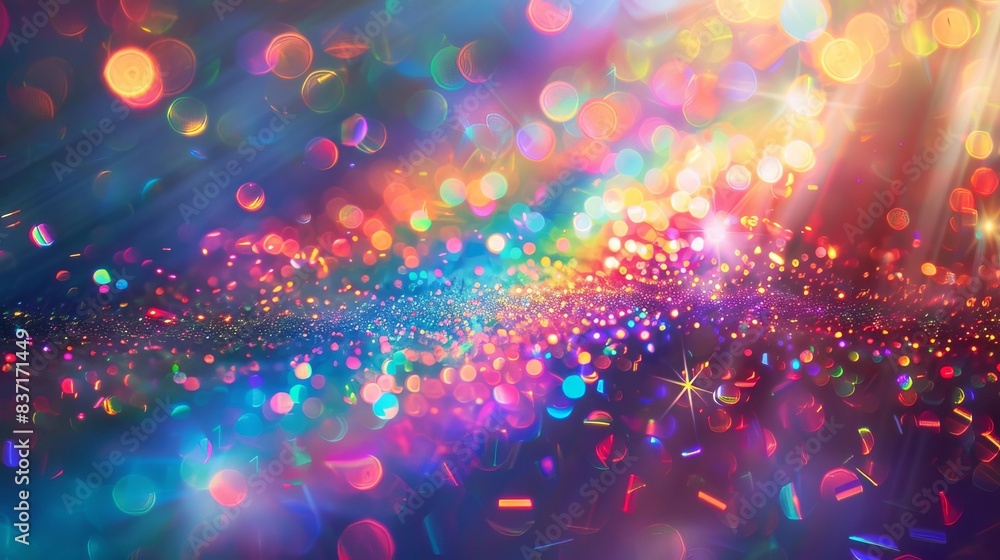 Poster rainbow holographic flare overlay abstract blurred iridescent light refraction multicolor bokeh back