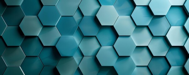 Tribal hexagon pattern, oceanic hues, flat design, geometric precision