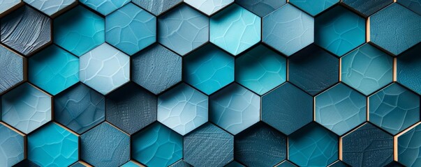 Tribal hexagon pattern, oceanic hues, flat design, geometric precision