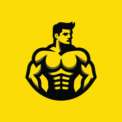 muscular man logo, fitness Gym logo and Icons for Sport Label, Gym Badge, gym and fitness club.