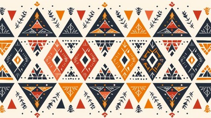 Abstract tribal triangle pattern, natural colors, flat design, sharp angles