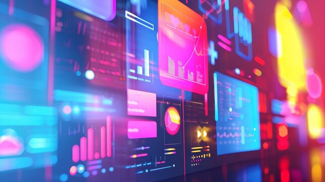 Visualization of complex data sets and network statistics on a sophisticated software dashboard.
