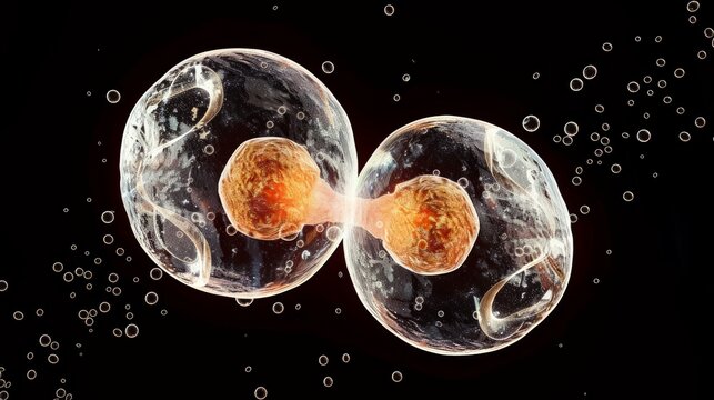 euglenoids undergoing the process of binary fission where a single cell divides into two identical daughter cells.