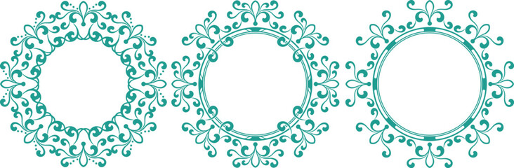 set of decorative cirlce frame vector illustration