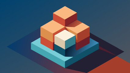 Fototapeta premium Geometric Illusion of Ascending Blocks in a Vivid Color Palette