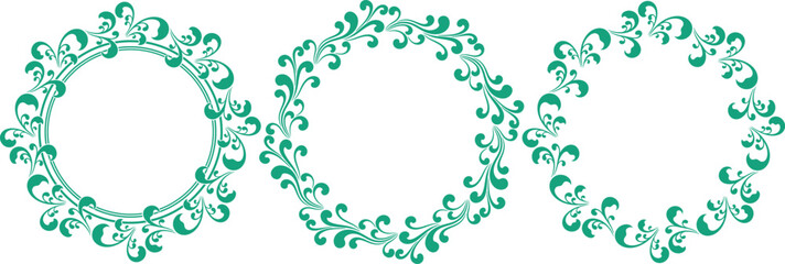 set of decorative cirlce frame vector illustration