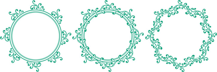 set of decorative cirlce frame vector illustration